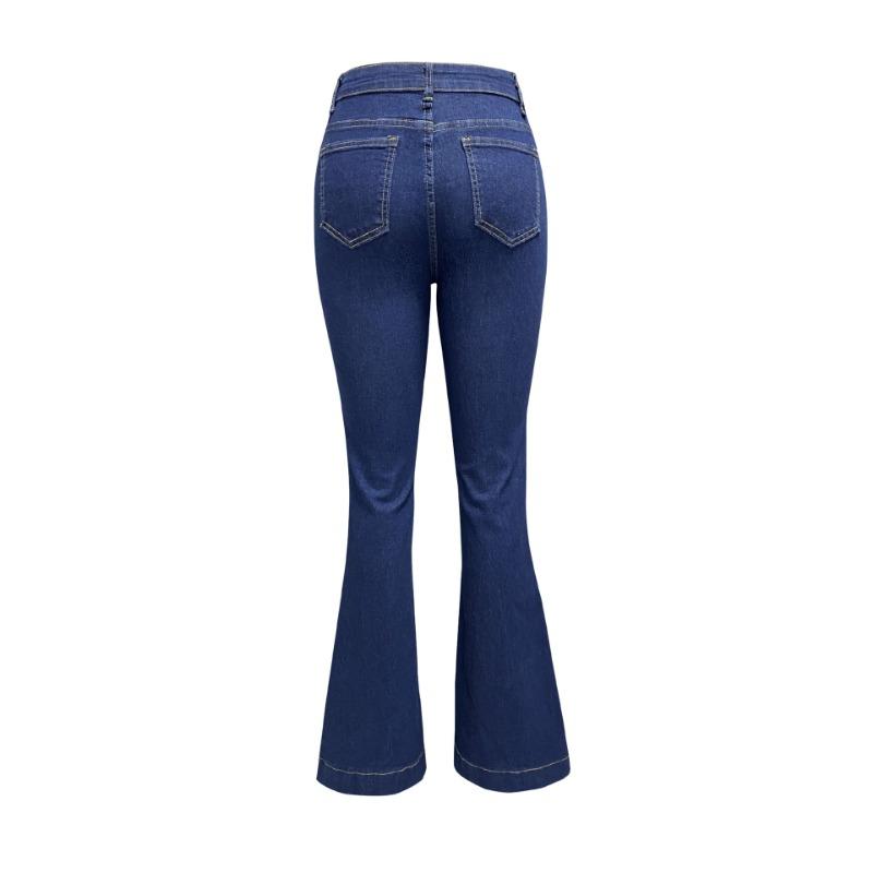 Spring and Autumn Women's Denim Jeans Button High Waist Jeans Thin Temperament Flared Trousers Long Pant