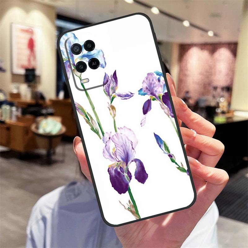 Фиолетовый ирис Цветок Акварельный Чехол Для Oppo A94 A54 A40 A60 A80 A98 A78 A18 A38 A58 A16 A76 A96 A17 A77 A74 A57S A15 Обложка