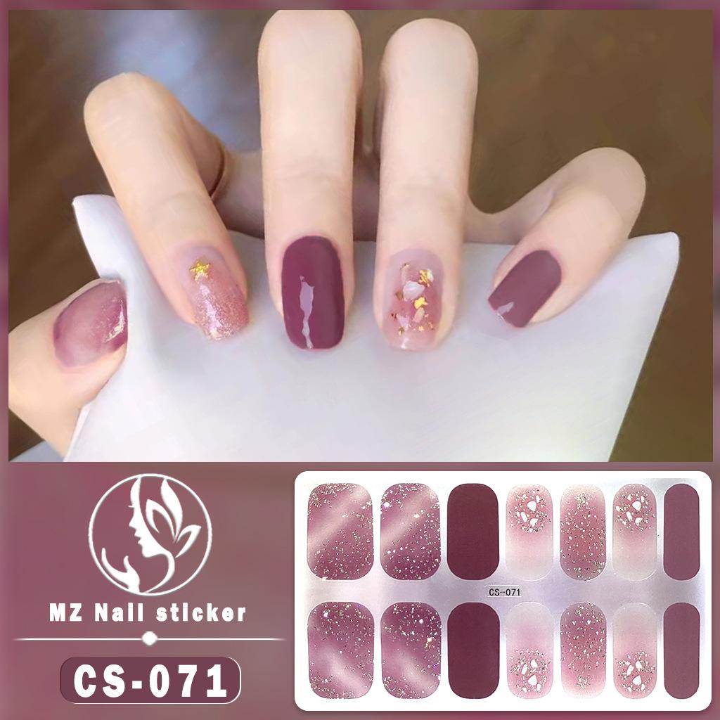 CS Waterproof No-Cure Gel Nail Wraps, Full Cover Spring & Summer Blend & Contrast Color Nail Stickers, Nail Patch Films