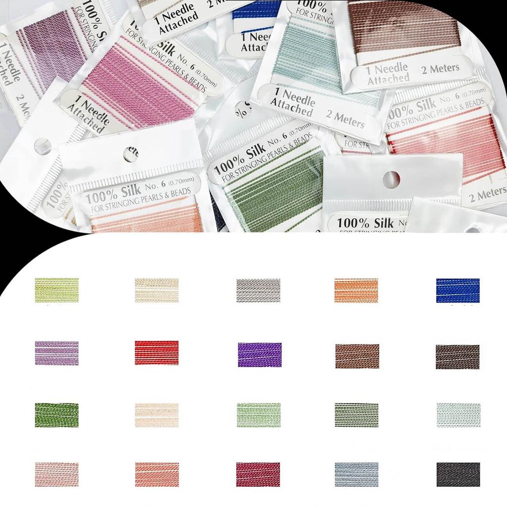 20 шт. шелковый шнур с бусинами, разноцветный шелковый шнур с игольчатым концом для ювелирных изделий, принадлежности для бисероплетения, плетеная нить 0,6 мм/0,7 мм