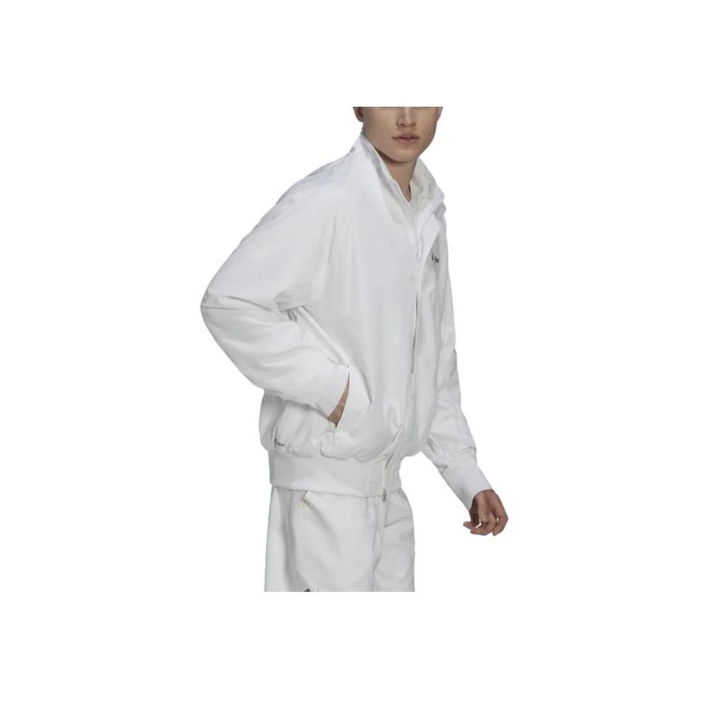 Adidas Letter Logo Print Stand Collar Long Sleeve Jacket Men Jacket White HN7127