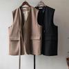 Женский жилет Осенний Теплый Эластичный Длинный Без рукавов Оверсайз Повседневный V-образный жилет
