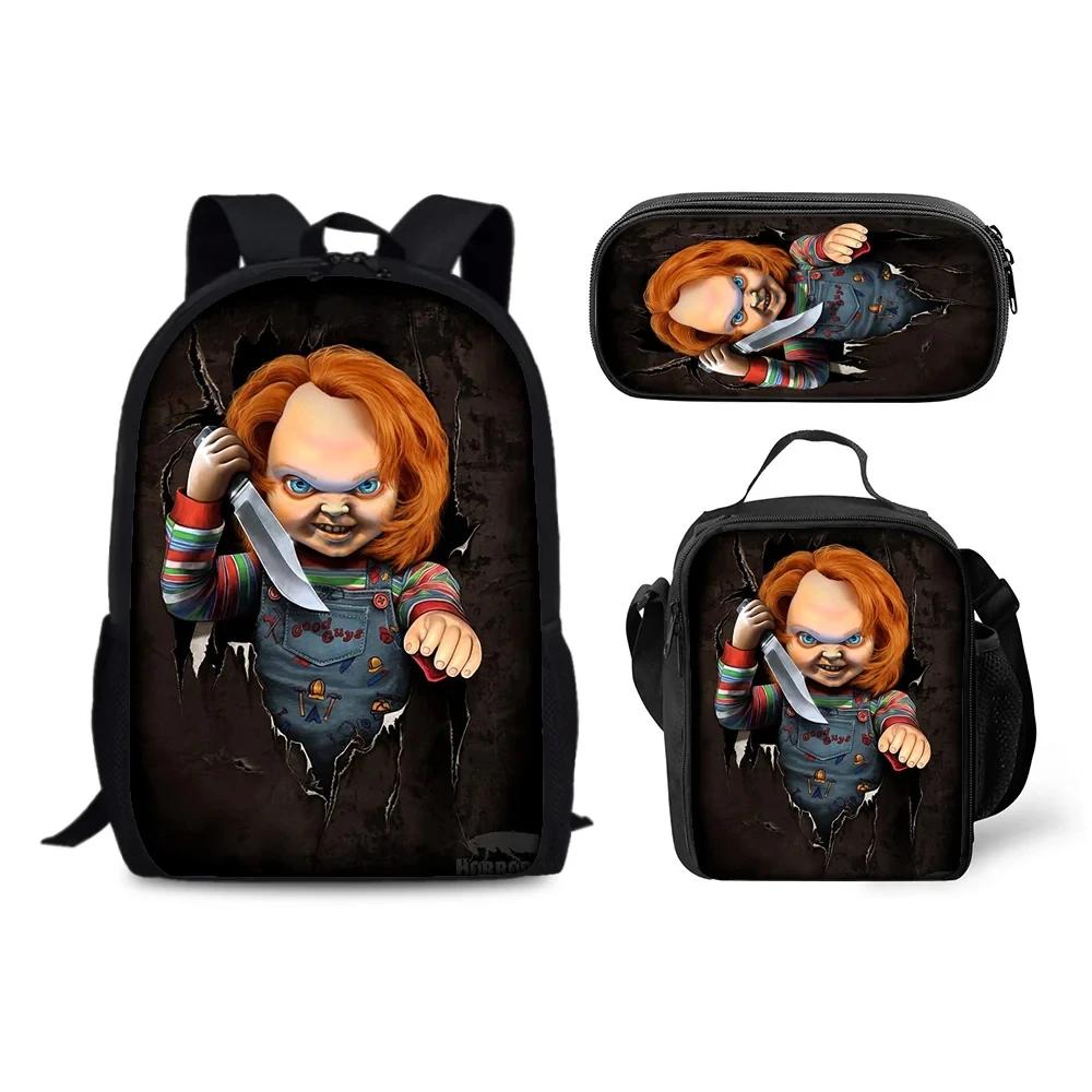 Школьный рюкзак, сумка для ланча, пенал Chucky из фильма ужасов. Набор в подарок детям и школьникам