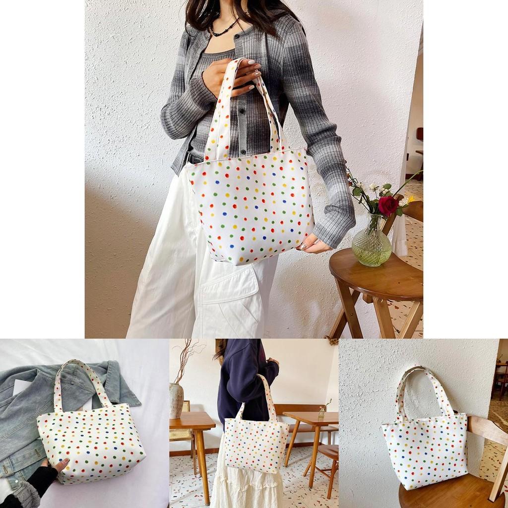 Trendy Korean Dot Pattern Shoulder Bag With Spacious Design Ideal For Everyday Use