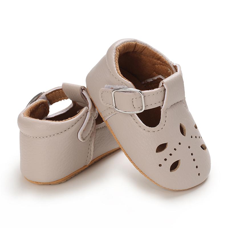 Khaki 0-18M Baby Casual Shoes Infant Toddler Bowknot Non-slip Rubber Soft-Sole Flat PU First Walker Newborn Bow Decor Mary Janes