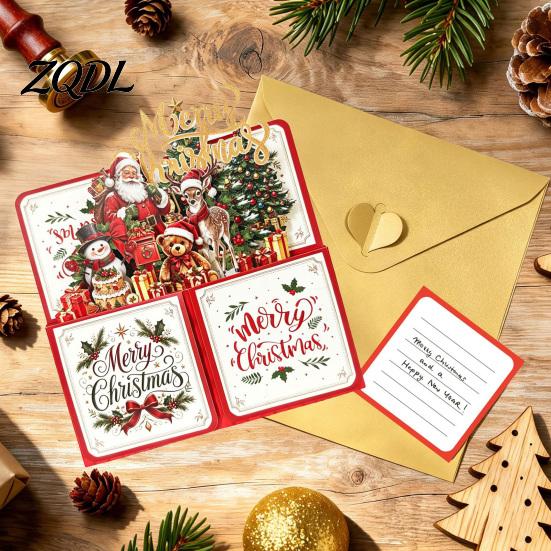 Personalized Xmas Blessing Cards Pop Up Christmas Card with Envelope And Note Card, Merry Creative Paper Craft Greeting Holiday for New Year,