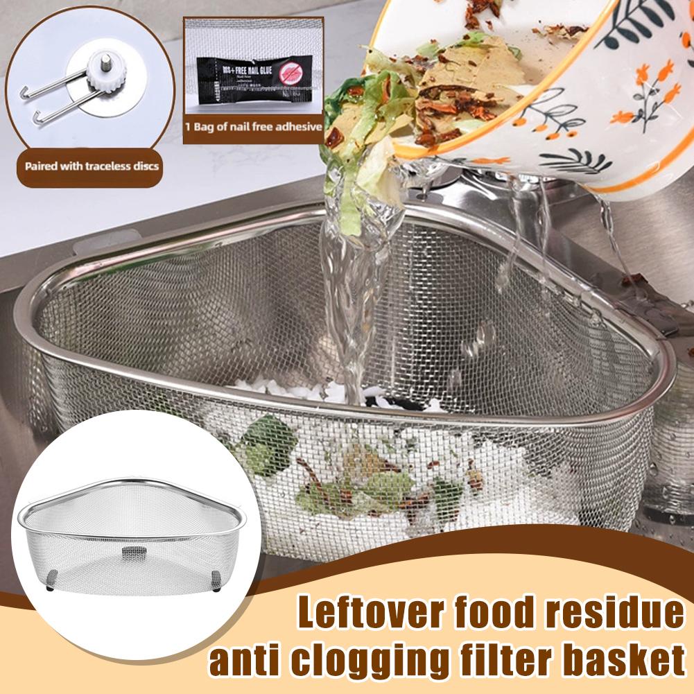 Сливная корзина для кухонной раковины, стальной треугольник, фильтр для еды и овощей, слив для яиц, кухня Y6A4