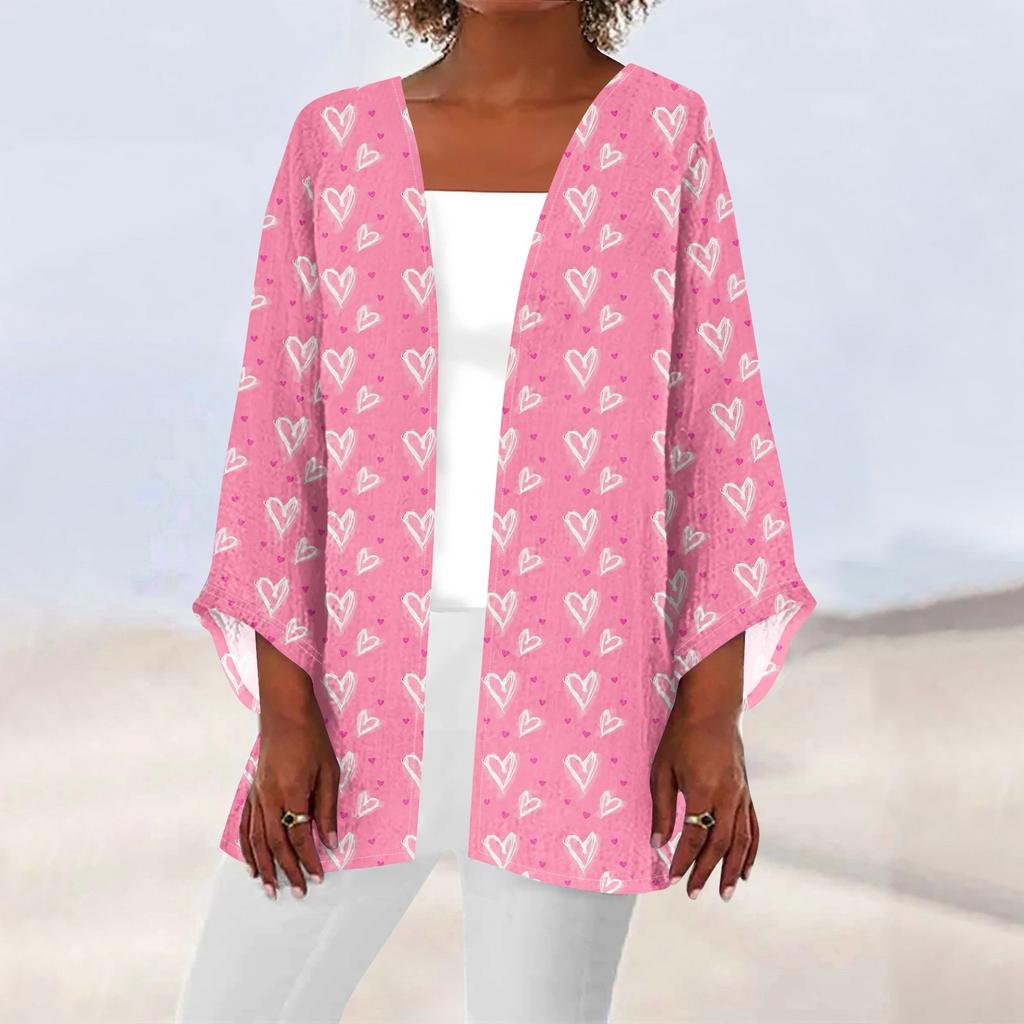 Women's Casual Fashion Printed Lightweight Medium Length Jacket Cardigan