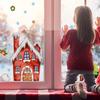 Рождественская наклейка на окно, Домик Клауса, Креативная двусторонняя видимая электростатическая наклейка с изображением дерева