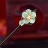Girls Glaze Flower Chinese Style Female Antique Hairpin Han Costume Accessories Wooden Hair Stick