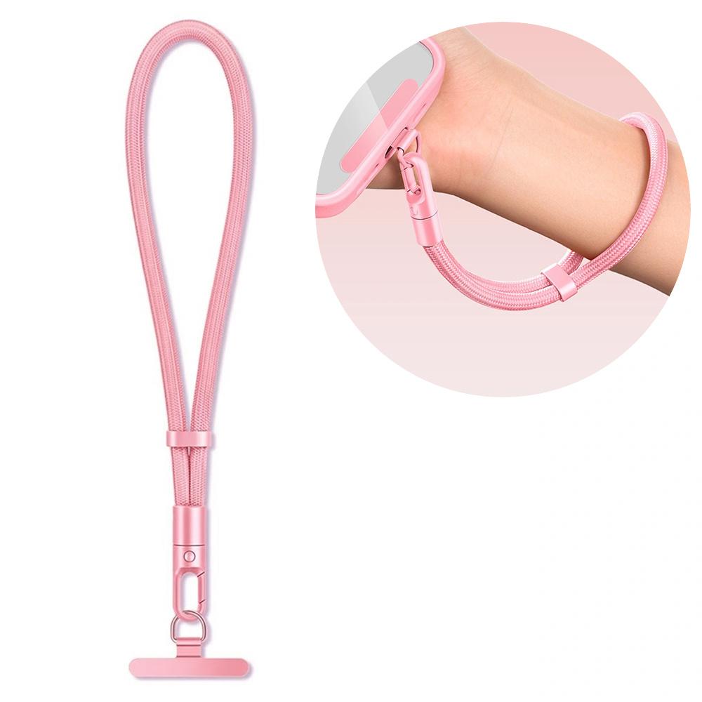 Nylon wrist lanyard for phone, pink