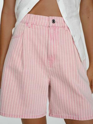 Европейская и американская мода, полосатые джинсовые шорты с высокой посадкой больших размеров