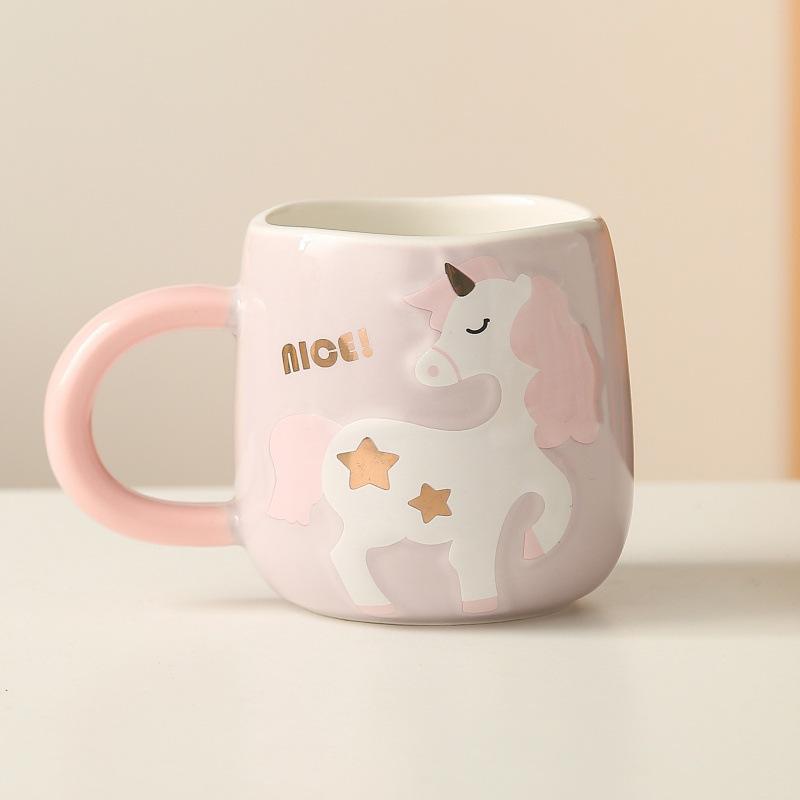 Керамическая чашка с изображением единорога, креативная личность, офисная кофейная кружка, студенческая кружка, милая девушка, пара, чашка для воды