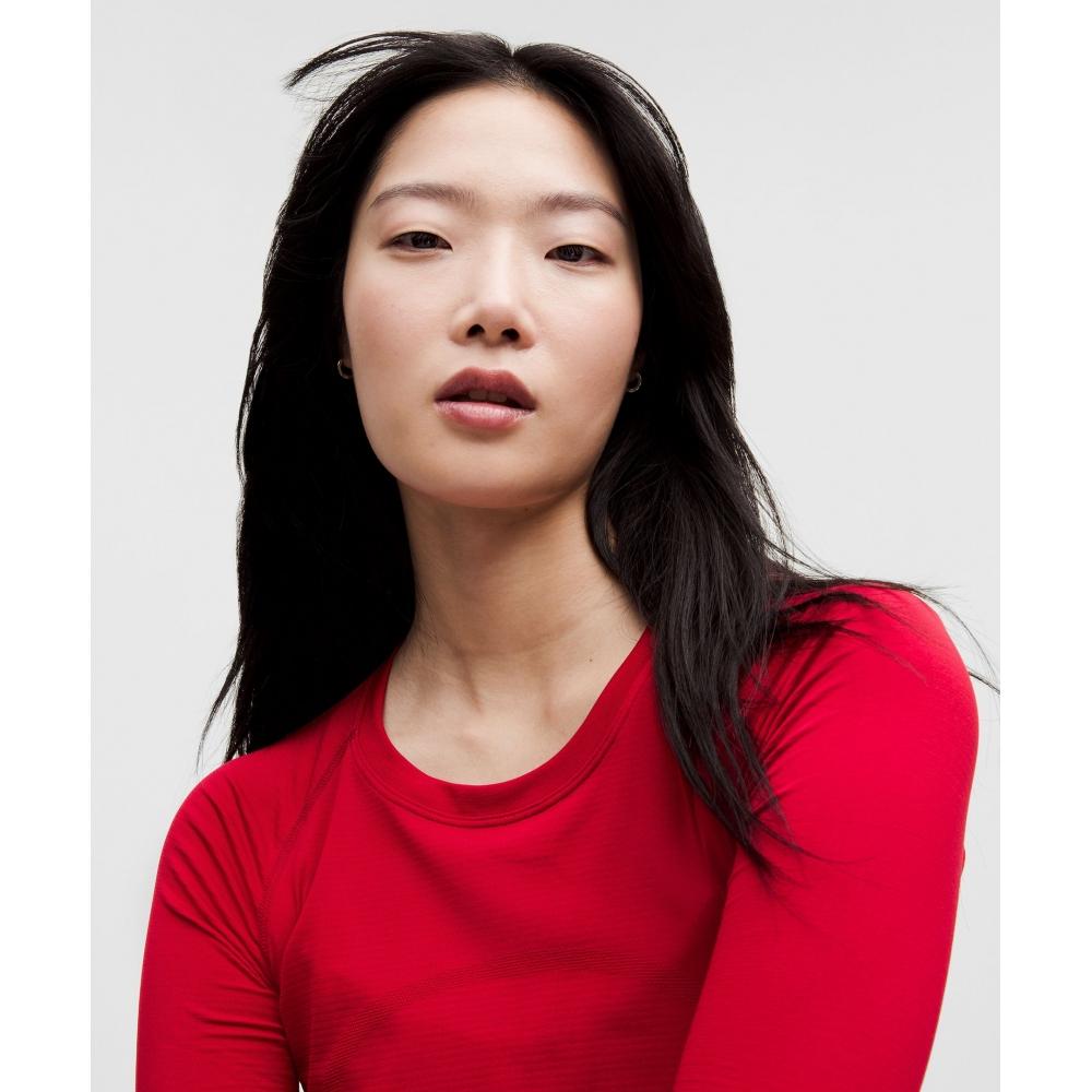 Lululemon Рубашка с длинным рукавом Swiftly Tech Lunar New Year 2.0 Длина талии Темно-красный Темно-красный