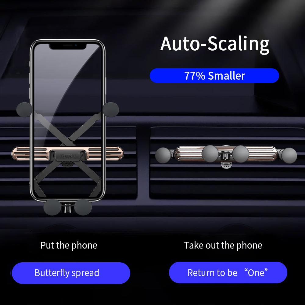 Автомобильный держатель для телефона Essager Gravity для iPhone, универсальный держатель для вентиляционного отверстия, зажим для мобильного телефона в автомобиле, мини-держатель-подставка