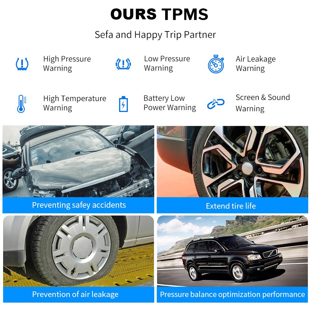 Монитор давления в шинах автомобиля на солнечных батареях TPMS Беспроводная система контроля давления в шинах ЖК-дисплей Автоматический датчик давления в шинах Датчик охранной сигнализации Внутренний AN01