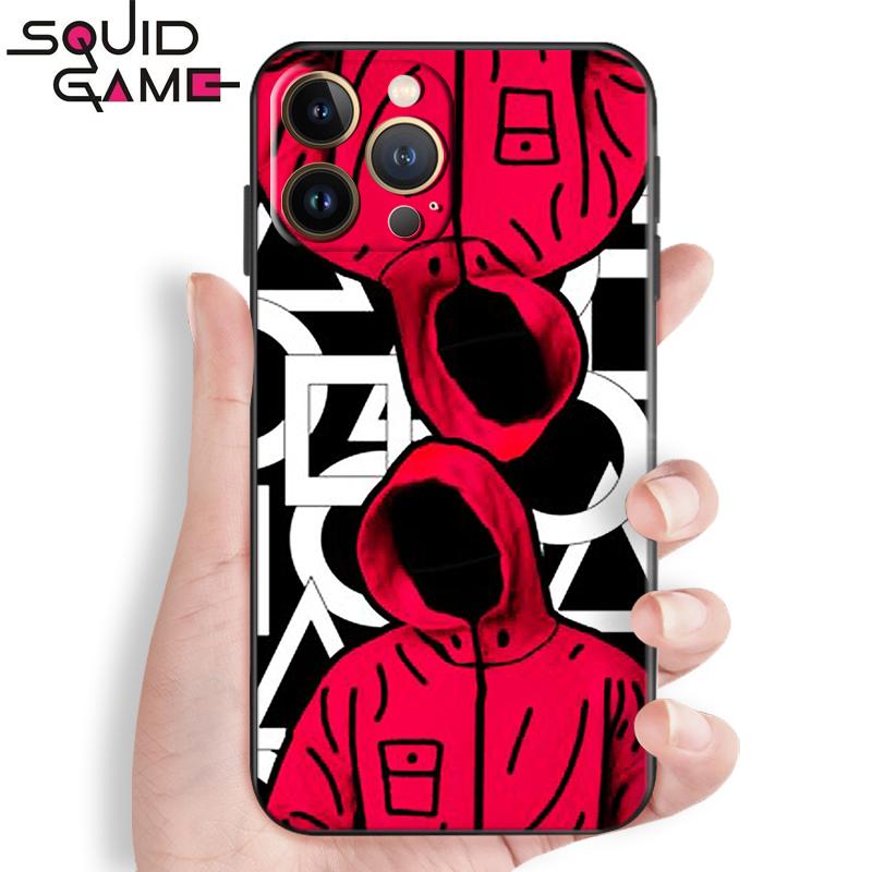 Чехол для телефона с изображением кальмара для Apple iPhone 13 12 11 Pro Mini X XR XS Max 5 5S 6 6S 7 8 Plus SE 2020, чехол из жидкого кремния с черной задней панелью