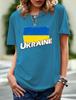 2024 New Women's Printed Ukraine Flag Short-sleeved Support Ukrainian Round Neck Short-sleeved 3D T-shirt
