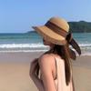 Шляпа от солнца с бантом и широкими полями, соломенные шляпы, летние пляжные шляпы с защитой от ультрафиолета, подходящие для путешествий, отдыха