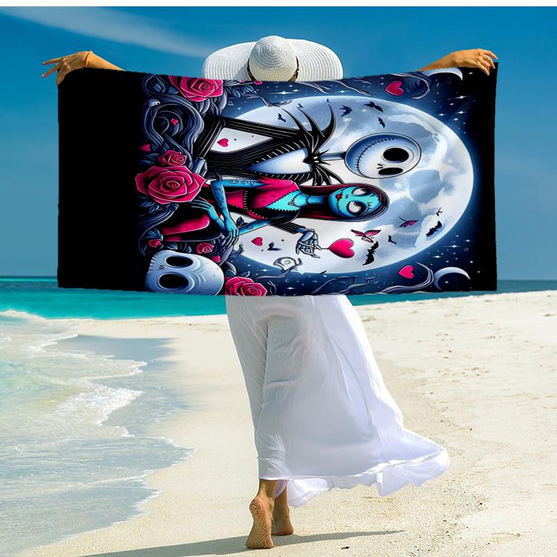 Ultra-Soft Beach Towel with The Nightmare Before Christmas Theme,Ideal for Pool - Camping, Diving - Perfect Travel Essential, Vibrant Beach Towel.