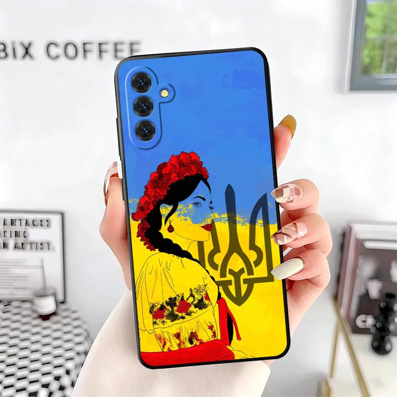 Blue Yellow Ukrainian Girl Soft Phone Case for Samsung A17 A37 A57 A16 A26 A36 A56 A15 A25 A35 A55 A14 A24 A34 A54 A13 A23 A33 A