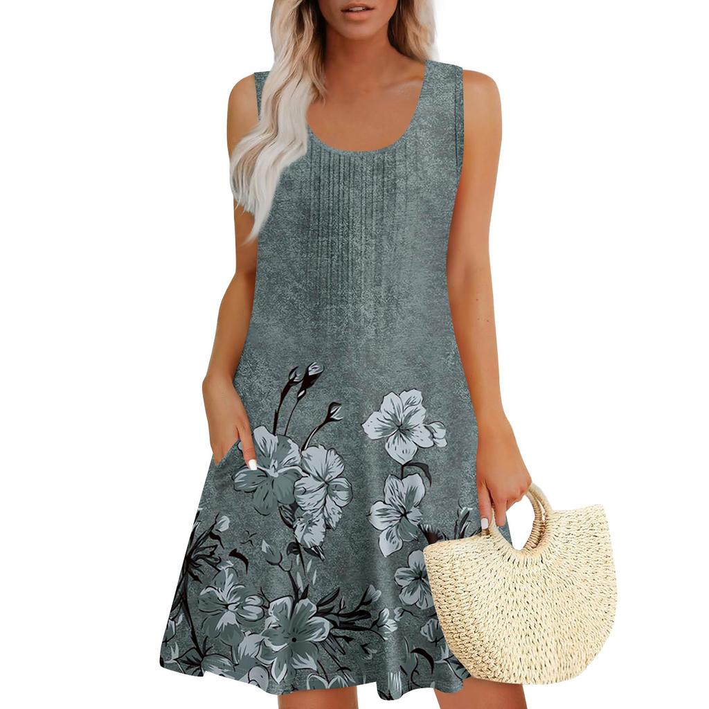 Womens Summer Dresses Loose Sleeveless Sundresses Dress With Pockets