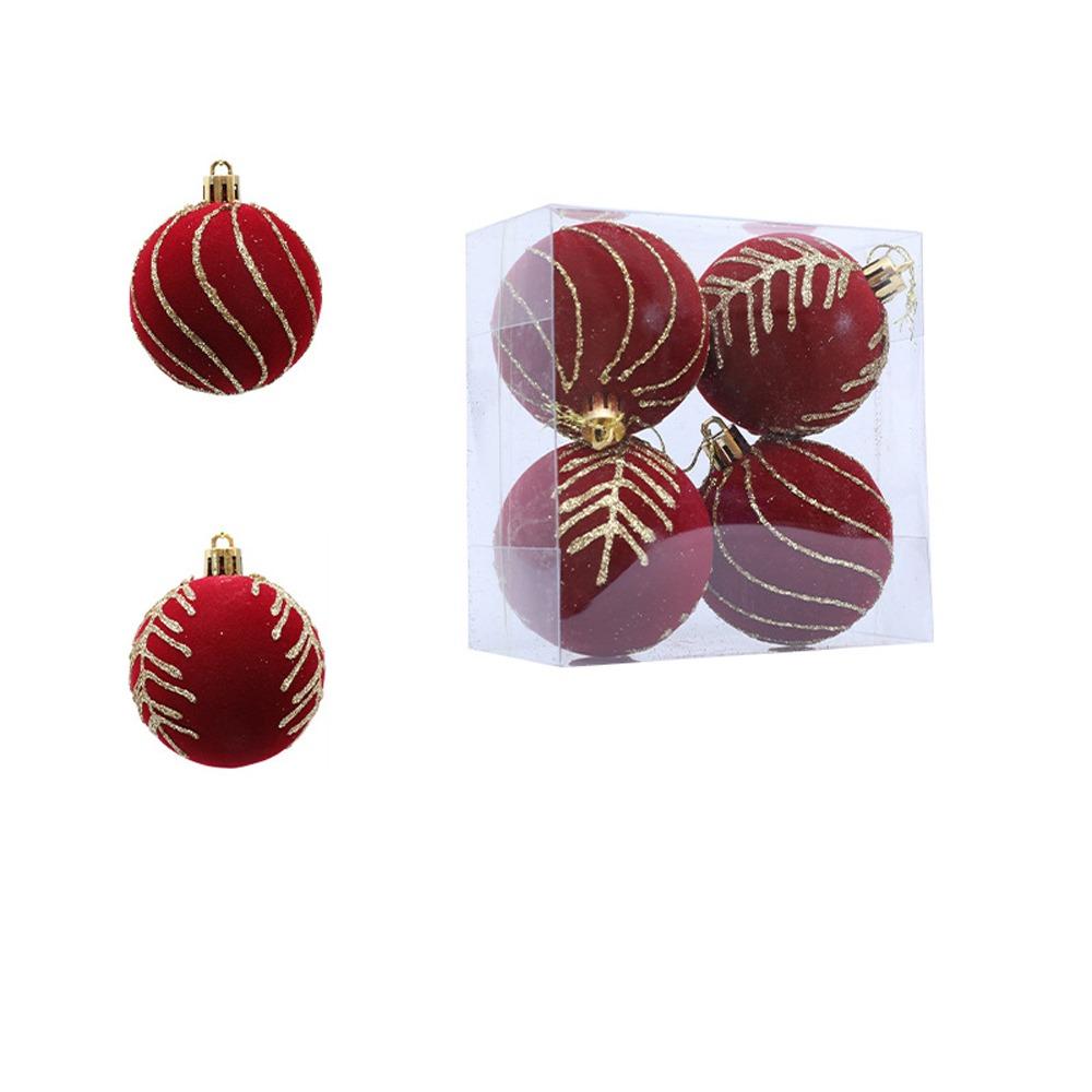 6cm Christmas Balls Set Flocking Shatterproof Xmas Tree Pendants DIY Crafts Christmas Hanging Balls Home Xmas Decor