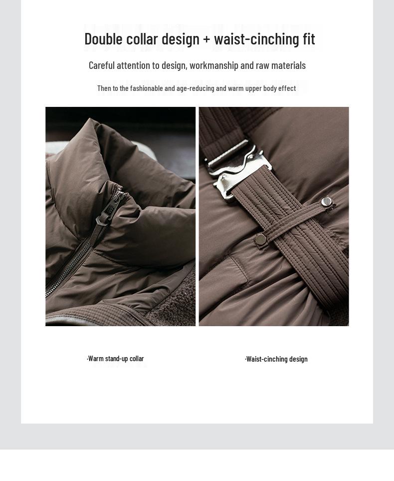 High-End Lamb's Wool & Duck Down Faux Two-Piece Large Lapel Women's Down Jacket