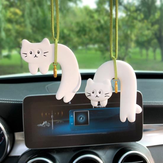 Милый кот, подвесное украшение для автомобиля с шнурком, легко устанавливается, ароматизатор, подвеска для зеркала заднего вида, подвеска для автомобильного зеркала
