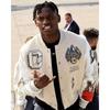 Trendy Soccer Fashion Men's Embroidered Bomber Jacket Hip Hop Letter Splicing Artificial Leather Baseball Clothing Y2K Jacket