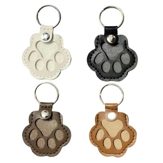 Pet Hair Storage Keychain Faux Leather Paw Shape Fillable Pendant Keychain with Keyring Pet Memorial Keychain Keepsake Gift for Dog Cat Lovers