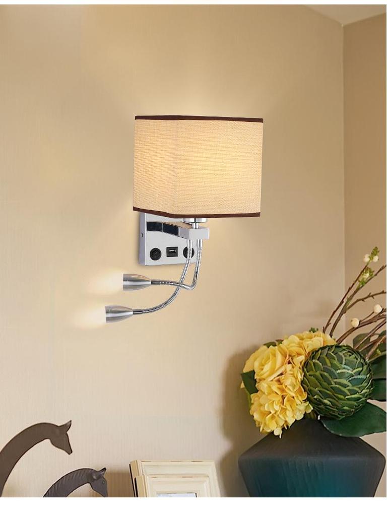 USB Charging European Style LED Wall Lamp for Indoor Use - Ideal for Hotels and Bedrooms
