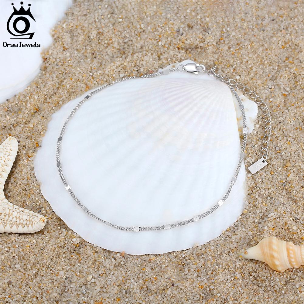 ORSA JEWELS 14-каратное золото 1,2 мм итальянская кубинская цепочка для женщин из стерлингового серебра 925 пробы изысканный летний пляжный браслет для ног SA43