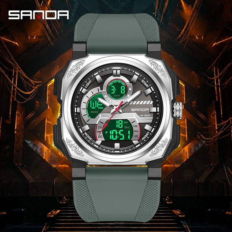 Sanda G Style Military Men Led Digital Sports Watches Threeplace Time Waterproof Countdown Led Electronic Quartz Wristwatch Male