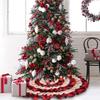 Luxurious Holiday Decoration Checked Burlap Cake Tree Skirt For Christmas 116cm