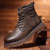 2024 Men's Cotton Outdoor Martin Boots: High-Top Retro Motorcycle Oxford Style with Rubbed Color Sole