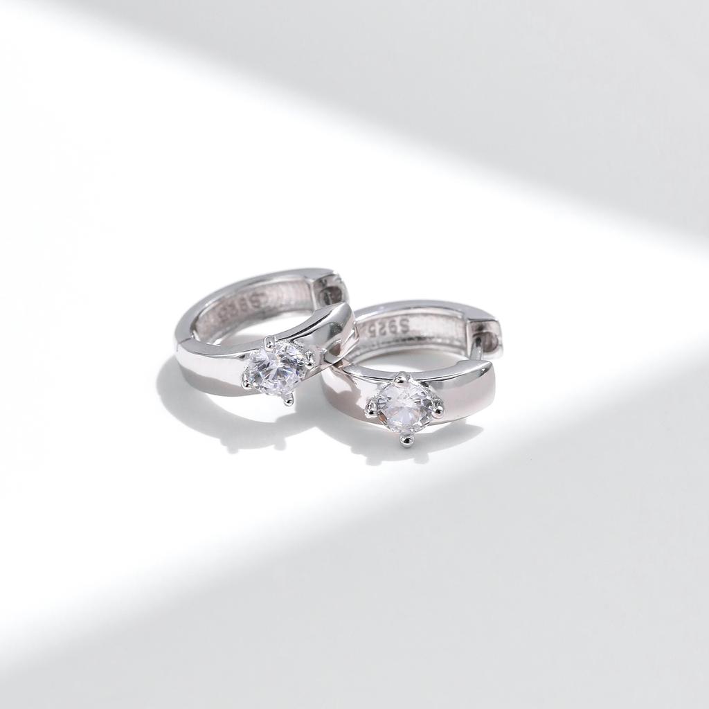 Round Moissanite Ear Buckles Lab Diamond 925 Sterling Silver Engagement & Wedding Hoop Earrings for Women Fine Jewelry Gifts