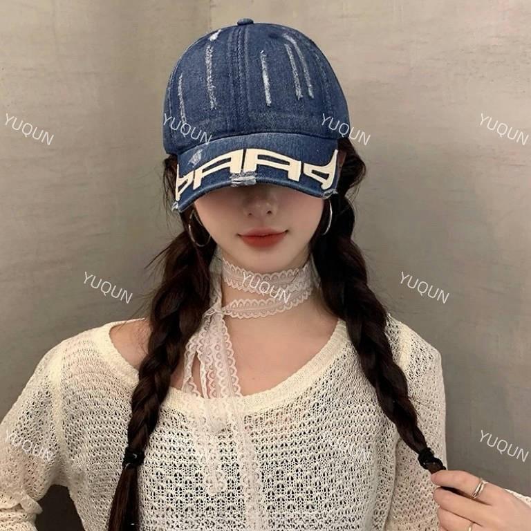 High-quality niche washed denim baseball caps for men and women, old holes, broken brims, peaked caps, versatile sun hats, tide