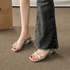 Open-toed Cool Slippers for Women's Summer Wear New Beautiful Silver Sandals with Skirt High Heels
