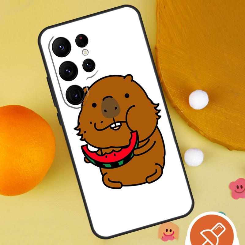 Cute Cartoon Capybara Phone Case For Samsung Galaxy S25 Ultra S24 S23 S22 S21 Ultra S9 S10 Plus S20 FE Funda Cover