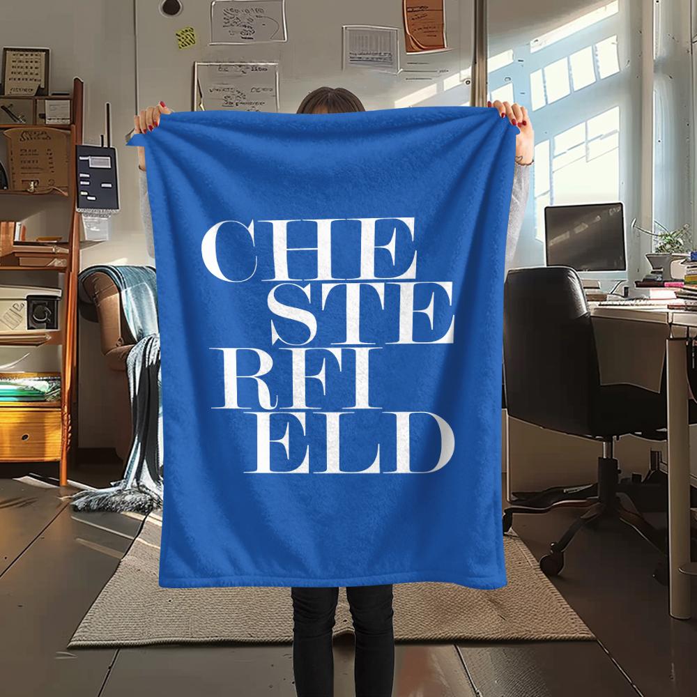 1 шт. Фланелевое одеяло с принтом Chesterfield F.C.C, Высококачественное, Для всех сезонов, Декор для дома, Тепло и комфорт, Идеально для рождественских подарков