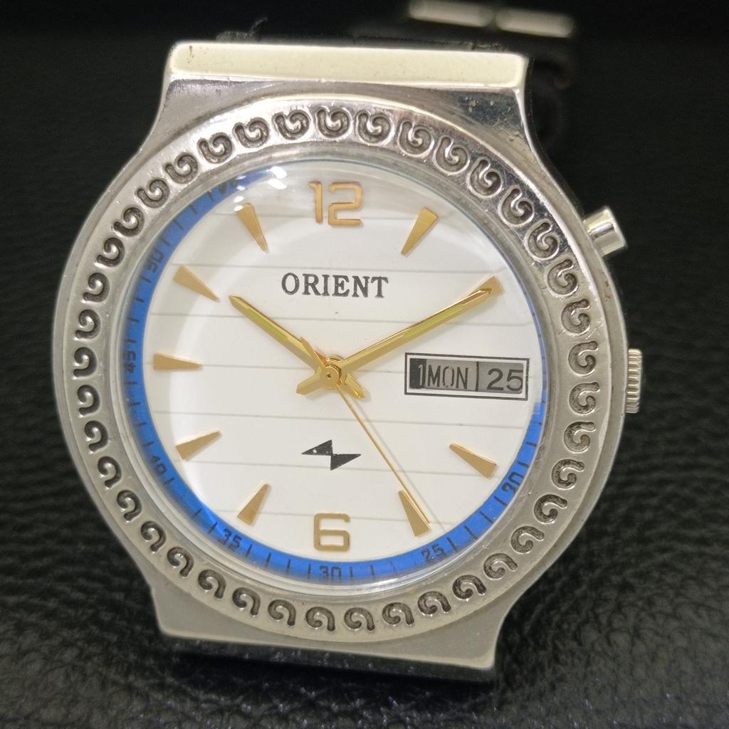 ВИНТАЖНЫЕ МУЖСКИЕ АВТОМАТИЧЕСКИЕ ЧАСЫ ORIENT ЯПОНИЯ С БЕЛЫМ ЦИФЕРБЛАТОМ a700155-5
