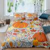 Thanksgiving Day Pumpkin King Queen Bedding Set Kids Cartoon Autumn Duvet Cover Fall Leaf Comforter Cover Polyester Quilt Cover
