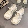 2025 летние новые дышащие белые туфли с мягкой подошвой женские на шнуровке с большой головкой студенческие женские повседневные парусиновые туфли женские