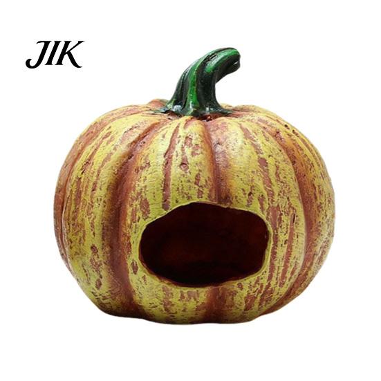 Aquarium Cave for Small Fish Pumpkin Hideout, Halloween Tank Decoration, Resin Jack-O-Lantern Hideout Hide Betta Shrimp Spooky Accessories