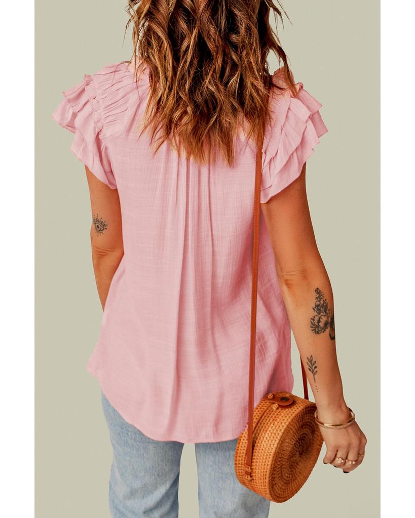 Azura Exchange Топ с V-образным вырезом и оборками на завязках