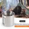 1/4pcs Stailess Steel Cup Portable Carabiner Cup Outdoor Folding Camping Cups Mug For Home Camping Hiking Outdoor Tableware