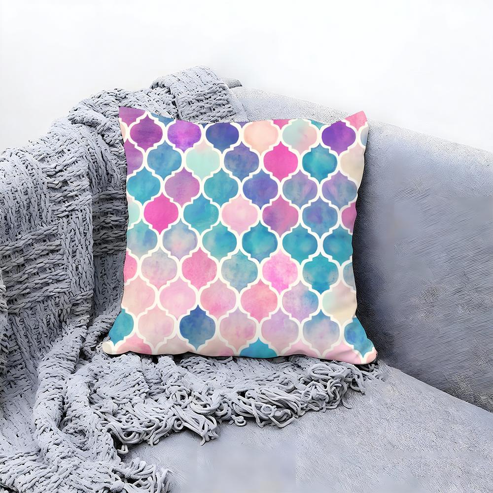 Boho Moroccan Pattern Style Cushion Cover Premium Comfort Reversible Pillow Cove Two in One Design for Any Room Car Interior