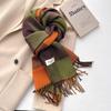 2024 New Classic Color Warmth Simplicity Blocked Small Checkered Scarf Shawl Suitable for Both Men and Women