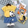 Summer Kids Short Sleeve O Neck T Shirt Pants Set Casual Baggy 2pcs Suit Cotton Cartoon Printes Outfit